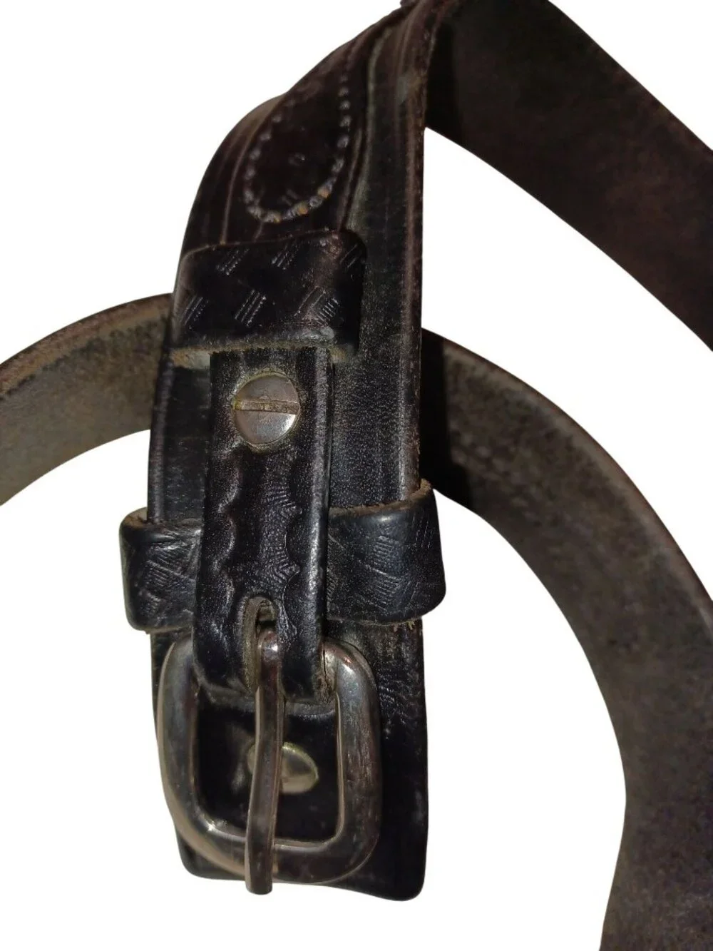 Belt Western Billet Black Ranger Basket Weave Leather Solid Brass Buckle Mens 42